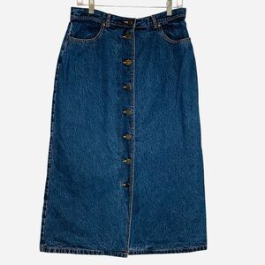 Eddie Bauer Flannel Lined Button Front Jean Skirt, Size 10P